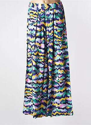 Pantalon large tissage popeline taille haute violet IMPREVU femme