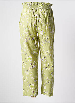 Pantalon droit tissage popeline taille haute vert IMPREVU femme