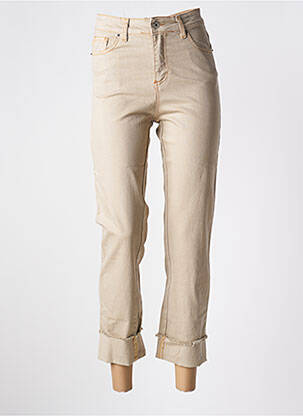 Jeans coupe droite taille haute taille haute beige INTUITION femme