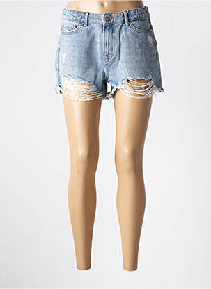 Short fermeture zippée sous rabat boutonné taille haute bleu ONLY femme