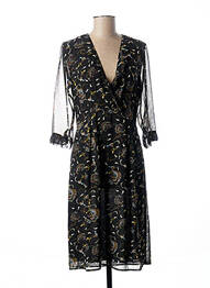 Robe mi-longue manches 3/4 manches 3/4 noir SEE U SOON femme
