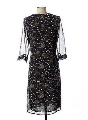 Robe mi-longue manches 3/4 manches 3/4 noir SEE U SOON femme