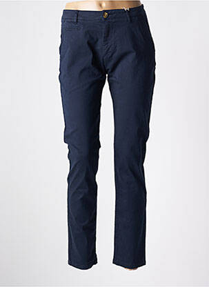 Pantalon chino fermeture zippée sous rabat boutonné taille normale bleu LABDIP femme