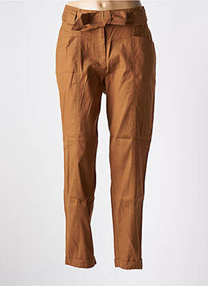 Pantalon droit stretch taille haute marron SUMMUM femme