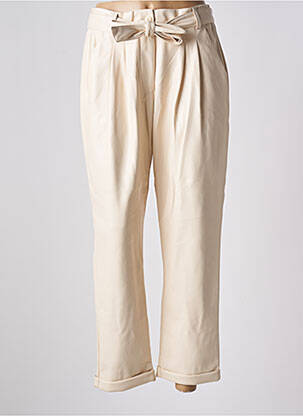 Pantalon droit taille haute taille haute beige SUMMUM femme