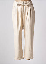 Pantalon droit taille haute taille haute beige SUMMUM femme