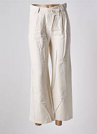 Pantalon 7/8 fermeture zippée sous rabat boutonné beige SEE U SOON femme
