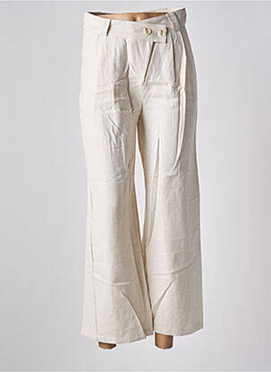 Pantalon 7/8 fermeture zippée sous rabat boutonné beige SEE U SOON femme
