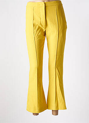 Pantalon 7/8 fermeture zippée sous rabat avec crochet jaune MALIPARMI femme