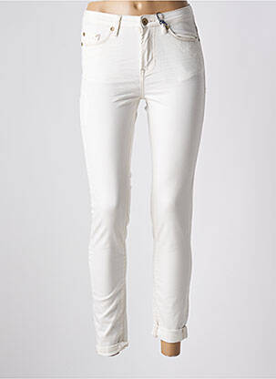Pantalon 7/8 fermeture zippée sous rabat boutonné blanc BLUE DAZE femme
