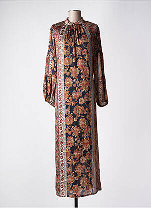 Robe longue manches longues manches longues marron SUMMUM femme