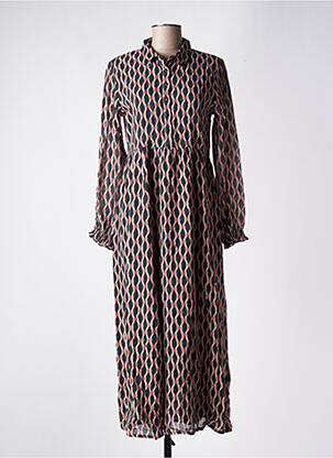 Robe mi-longue imprimé fantaisie manches longues noir MAISON HOTEL femme