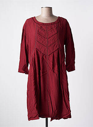 Robe mi-longue coupe fluide manches longues rouge LOUIZON femme