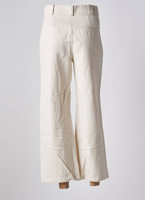 Pantalon 7/8 fermeture zippée sous rabat boutonné beige SEE U SOON femme