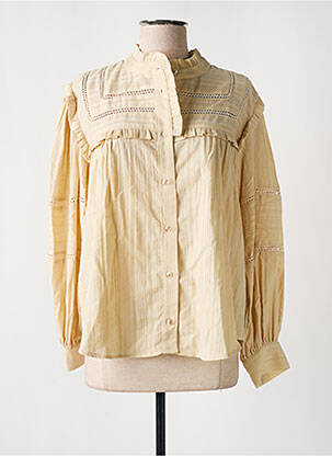 Chemisier tissage popeline manches longues beige OPULLENCE femme