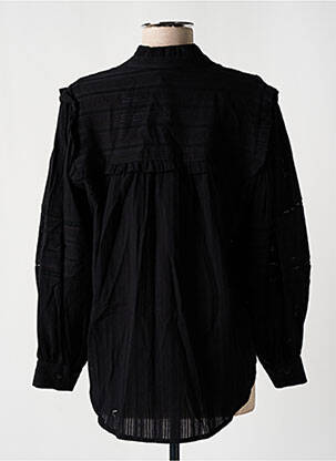 Chemisier tissage popeline manches longues noir OPULLENCE femme