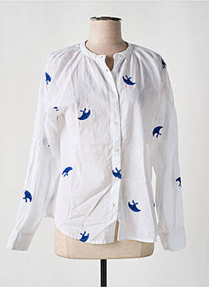 Chemisier imprimé fantaisie manches longues bleu LUK AP femme