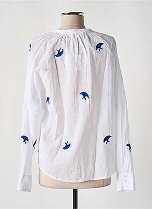 Chemisier imprimé fantaisie manches longues bleu LUK AP femme