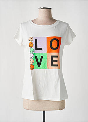 T-shirt imprimé fantaisie manches courtes blanc NINETTE femme