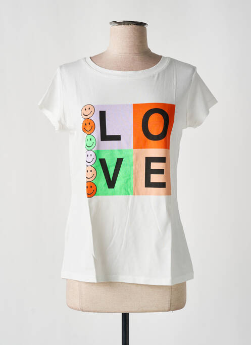 T-shirt imprimé fantaisie manches courtes blanc NINETTE femme