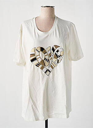 T-shirt coupe droite manches courtes beige HOLLY & JOEY femme
