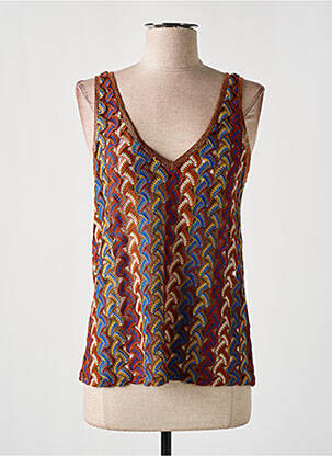 Top stretch sans manche orange VIE TA VIE femme