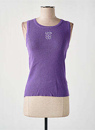 Pull coupe cintrée sans manche violet FEELHOO femme