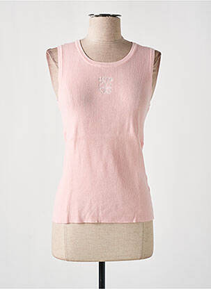 Pull coupe cintrée sans manche rose FEELHOO femme