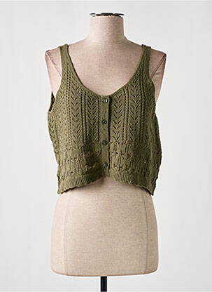 Pull stretch fines bretelles vert ONLY femme