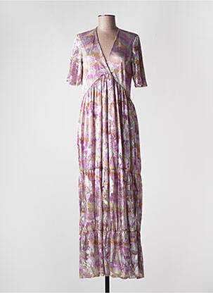 Robe longue manches courtes manches courtes violet HOLLY & JOEY femme