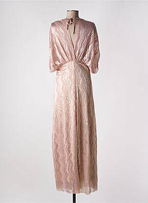 Robe longue manches courtes manches courtes rose HOLLY & JOEY femme