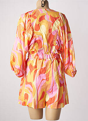 Combishort tissage crêpe manches longues orange OPULLENCE femme