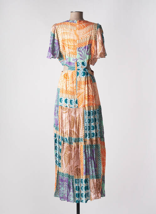 Robe longue manches courtes manches courtes orange OPULLENCE femme