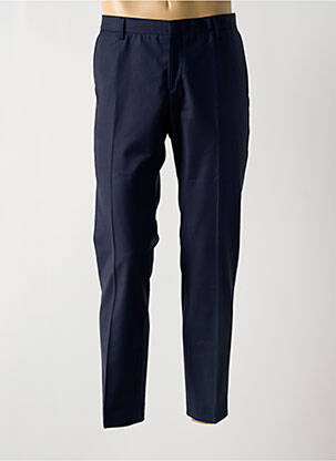 Pantalon chino fermeture zippée sous rabat avec crochet taille haute bleu BENVENUTO homme