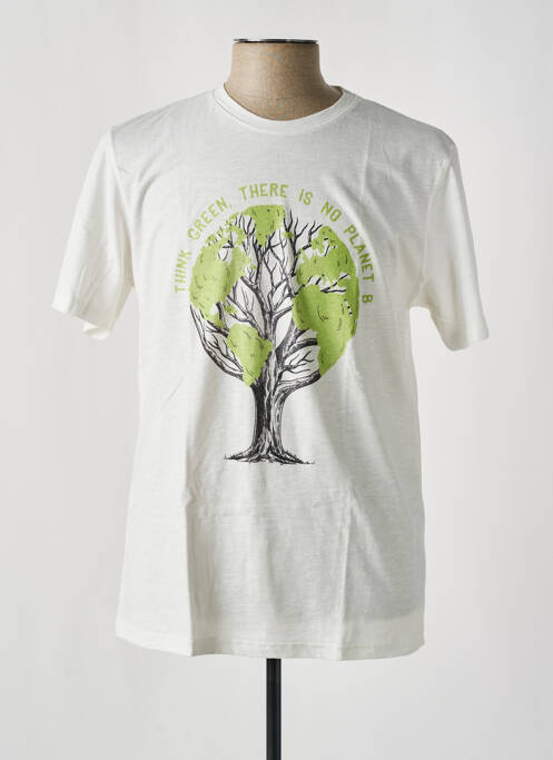 T-shirt coupe cintrée manches courtes beige HIDEOUT homme