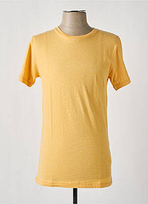 T-shirt tissage chiné manches courtes jaune KNOWLEDGE COTTON APPAREL homme