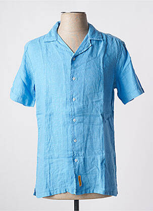 Chemise manches courtes col tailleur bleu BY CHARLIE B homme