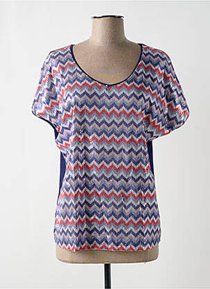 Top imprimé fantaisie manches courtes bleu ZAS-K femme