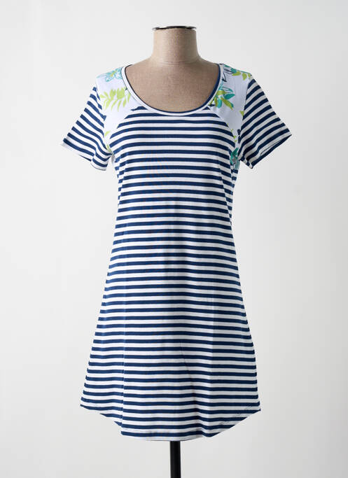 Robe courte bleu TRES BOUTONS pour femme