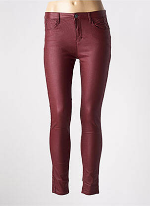 Pantalon slim tissage enduit taille normale rouge CONFIDENCE CACHEMIRE femme