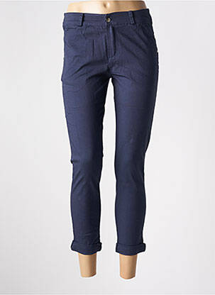 Pantalon 7/8 stretch taille normale bleu CONFIDENCE CACHEMIRE femme