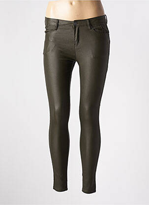 Pantalon slim tissage enduit taille normale vert CONFIDENCE CACHEMIRE femme