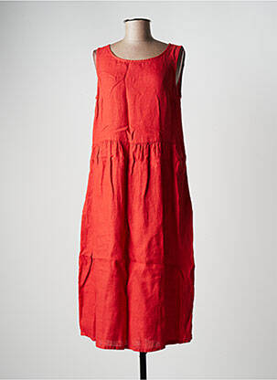 Robe mi-longue sans manche sans manche orange LA FEE MARABOUTEE femme