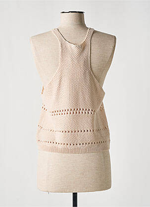 Pull maille ajourée sans manche beige TIFFOSI femme