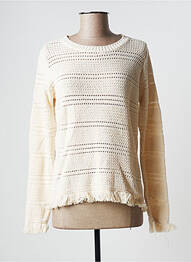 Pull coupe cintrée manches longues beige LA FEE MARABOUTEE femme