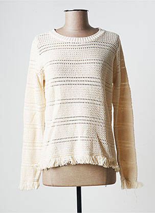 Pull coupe cintrée manches longues beige LA FEE MARABOUTEE femme