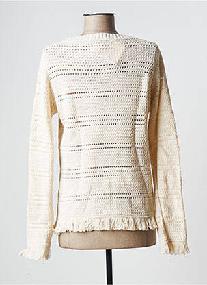 Pull coupe cintrée manches longues beige LA FEE MARABOUTEE femme