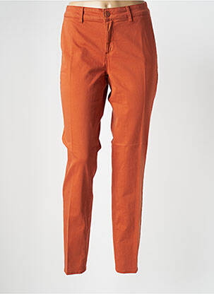 Pantalon slim tissage popeline taille normale orange HAPPY femme