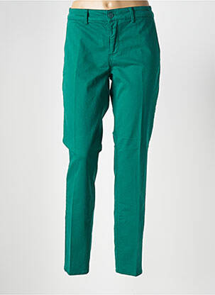 Pantalon chino tissage popeline taille normale vert fonce HAPPY femme