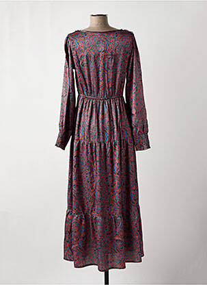 Robe longue manches longues manches longues orange COLINE femme